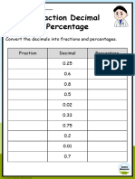 Grade 6 Fraction Decimal Percentage Worksheet 1 Decimals