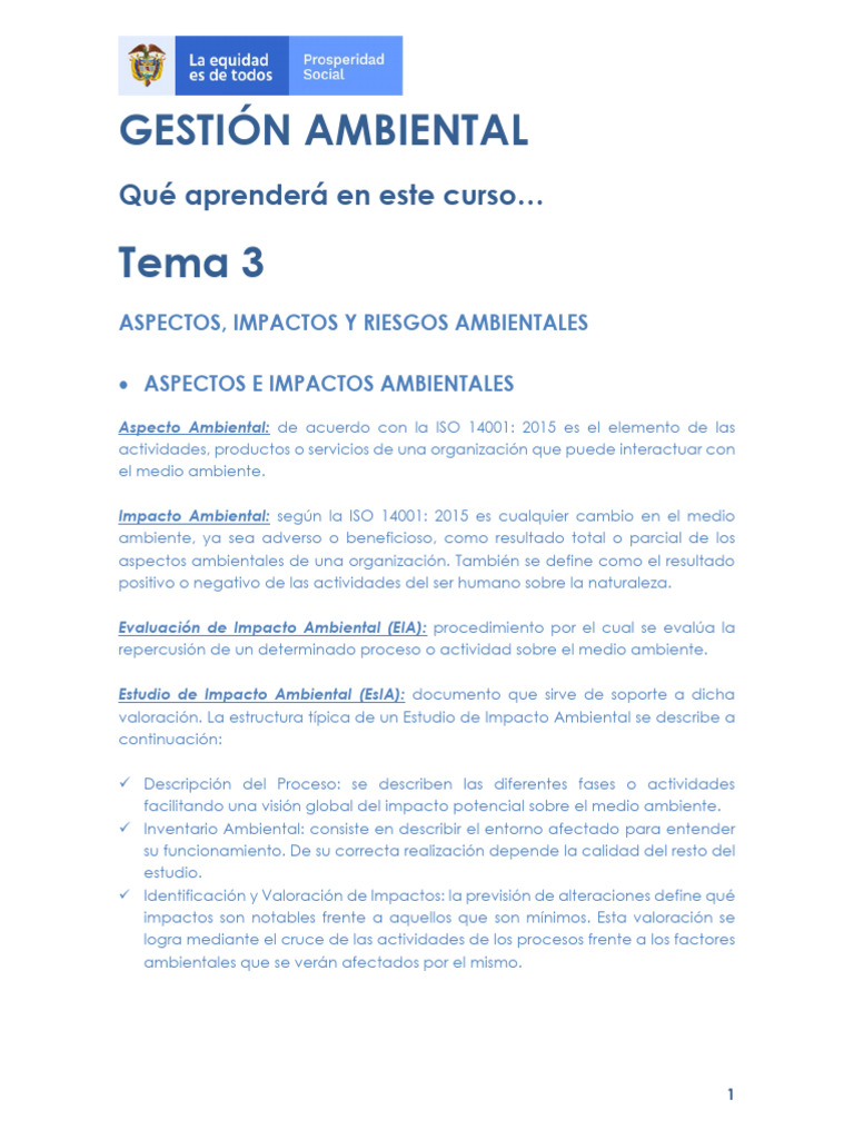 Aspectos y Riesgos Ambientales en ISO 14001 | PDF | Riesgo | Entorno ...