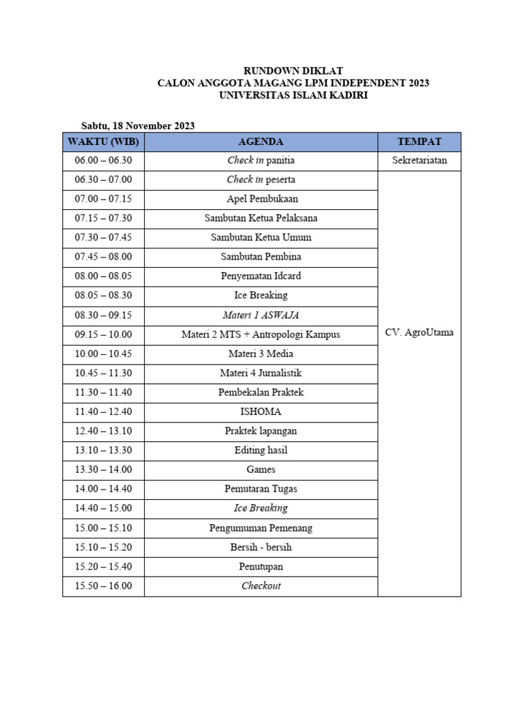 Diklat Anggota Magang LPM 2023 | PDF
