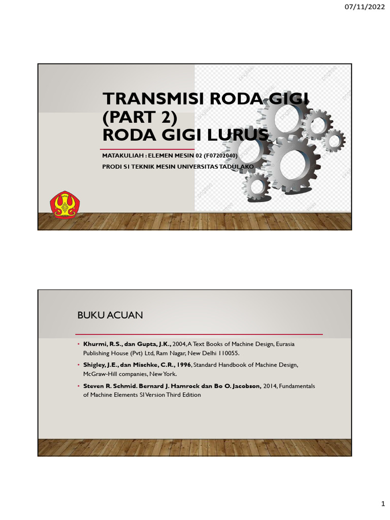 Tabel Modul Roda Gigi Lurus | PDF
