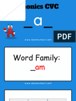 Phonics CVC Letter A Word Family Am