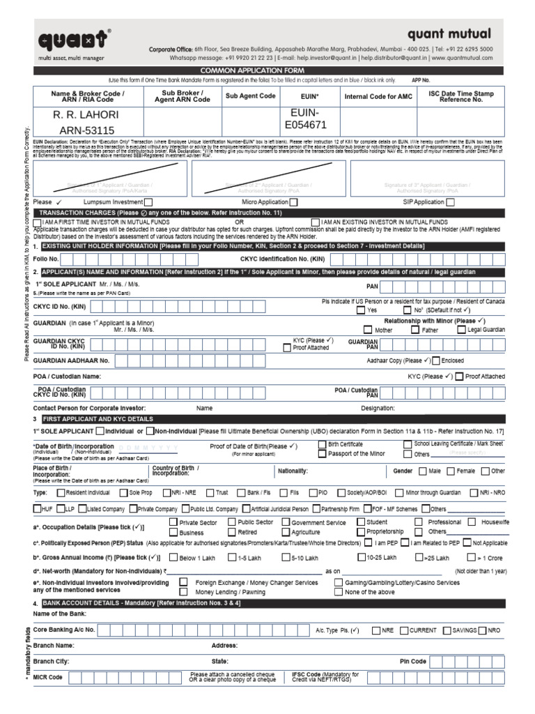 Quant common application with sip pdf