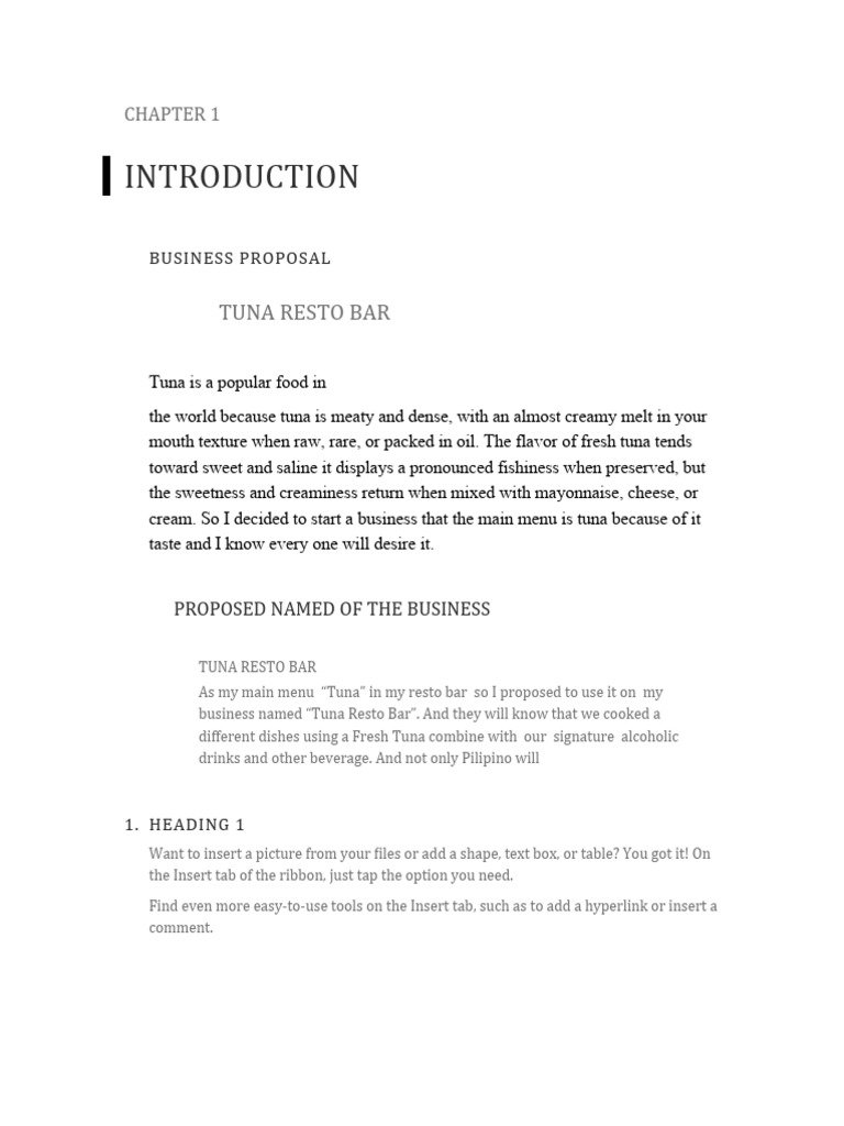 Tuna Resto Bar Business Proposal PDF