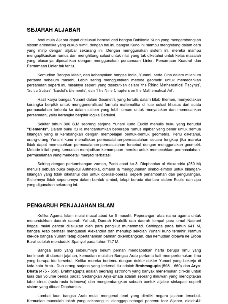 Sejarah Aljabar