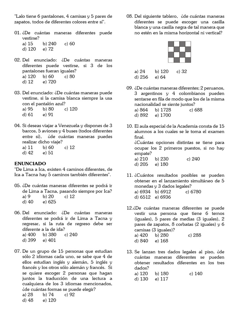 Combinaciones de Vestimenta y Rutas | PDF | Métodos y materiales de ...