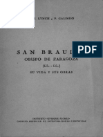 San Braulio Obispo de Zaragoza (631-651) Su Vida y Sus Obras (1950) - Lynch, Charles