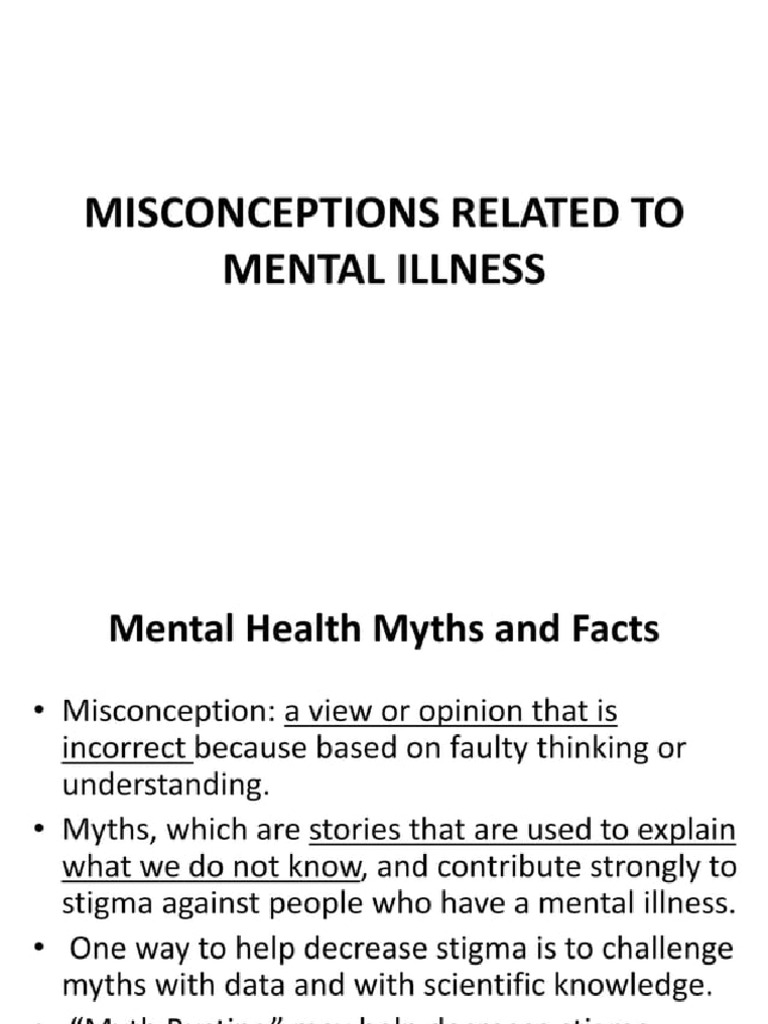Misconceptions Related To Mental Illness. | PDF