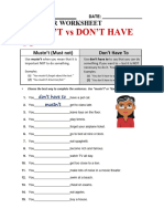 Mustn - T - Don - T Have To Worksheet