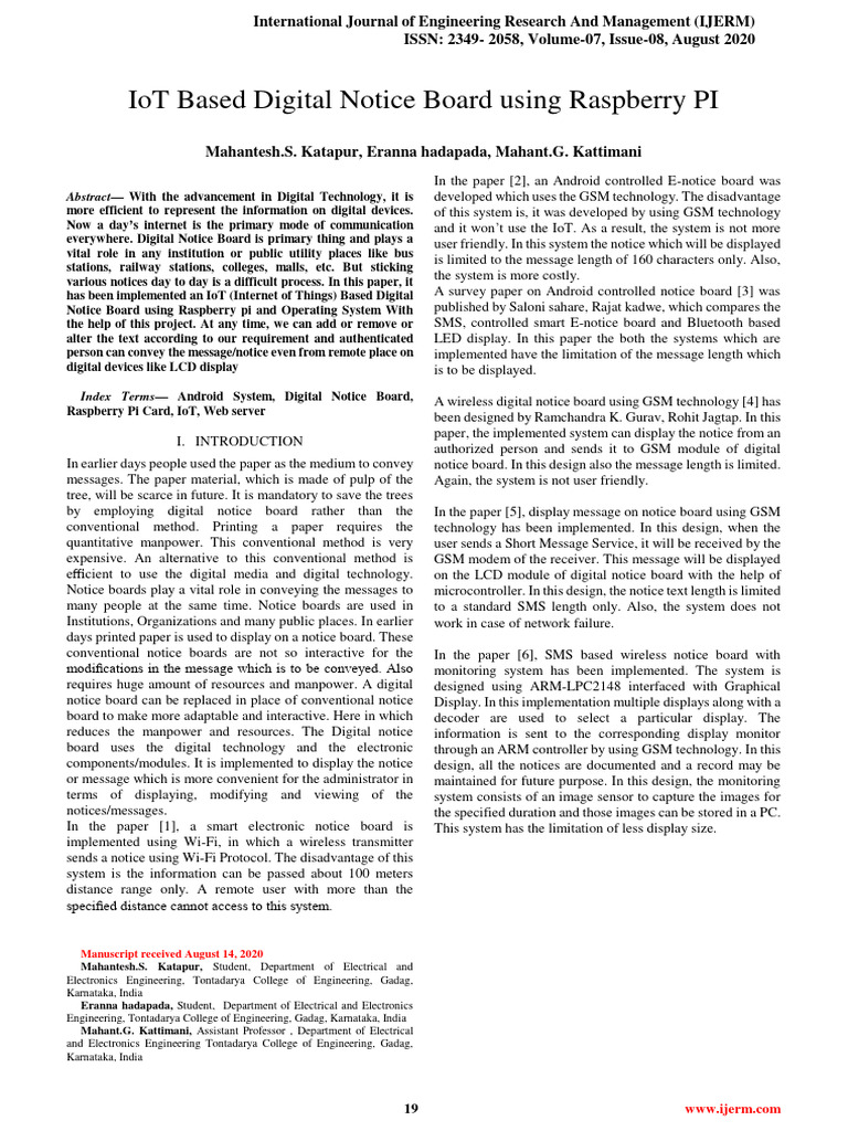 Notice Board PDF Raspberry Pi Computer Engineering