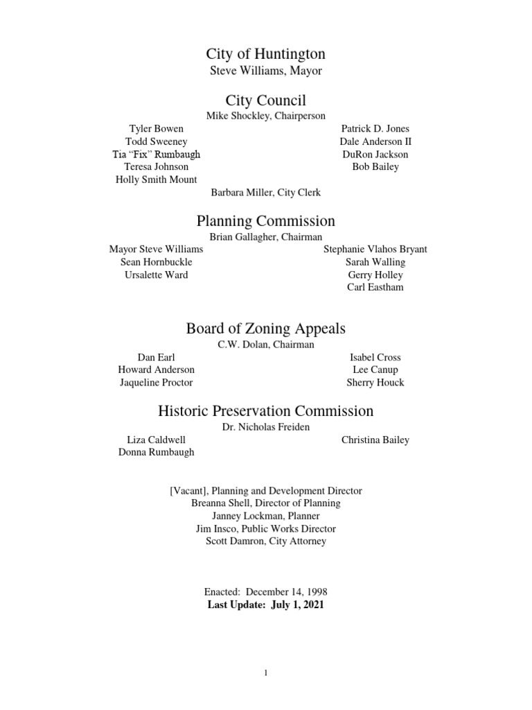Huntington Zoning Ordinance 1998 REVISED 712021 1 PDF Building