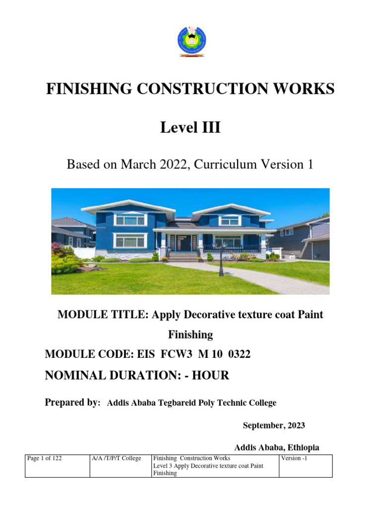 Apply Decorative Texture Coat Paint Finishing L3 by MINILIK .G | PDF ...