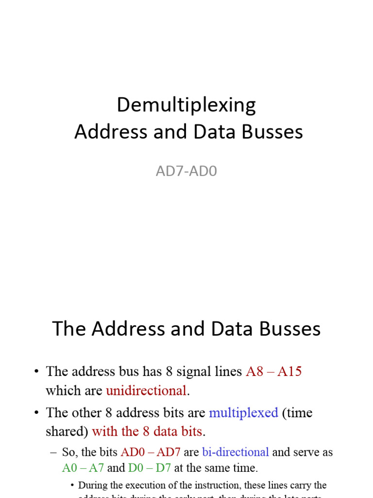 Demultiplexing of Buses in 8085 PDF Multiplexing Computer