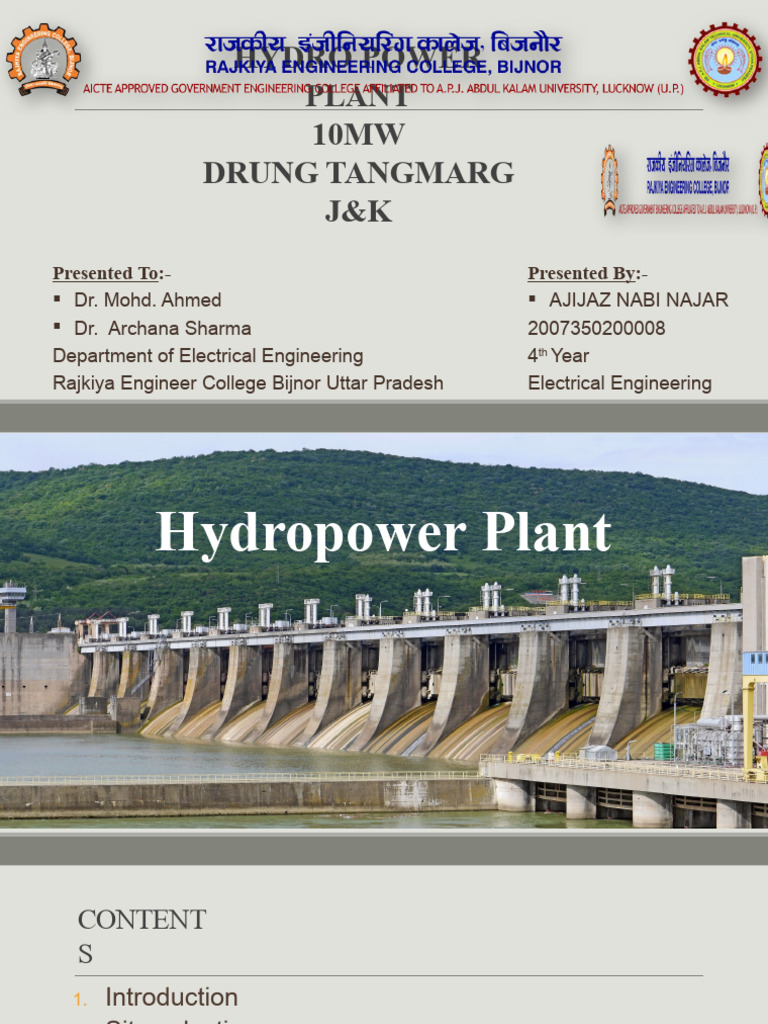 Presentation (Hydro Power Plant) PDF Turbine Hydroelectricity