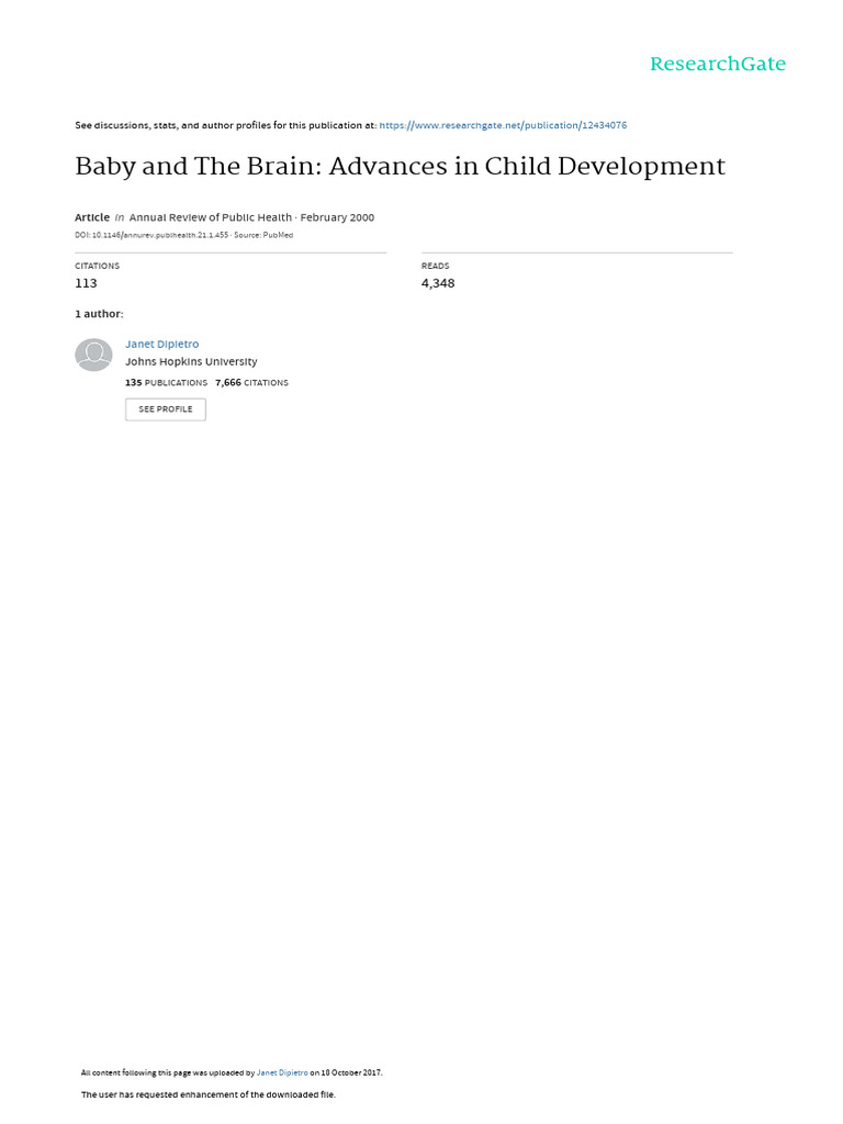 Baby and The Brain Advances in Child Development | PDF | Hypothalamic ...