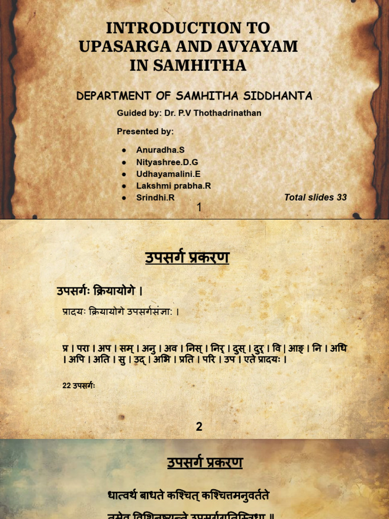 Upasarga and Avyayam | PDF