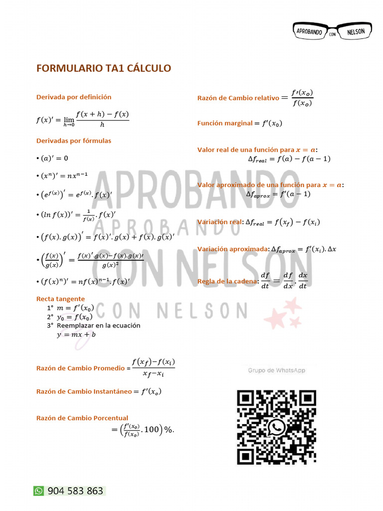 Formulario Ta1 Cálculo | PDF