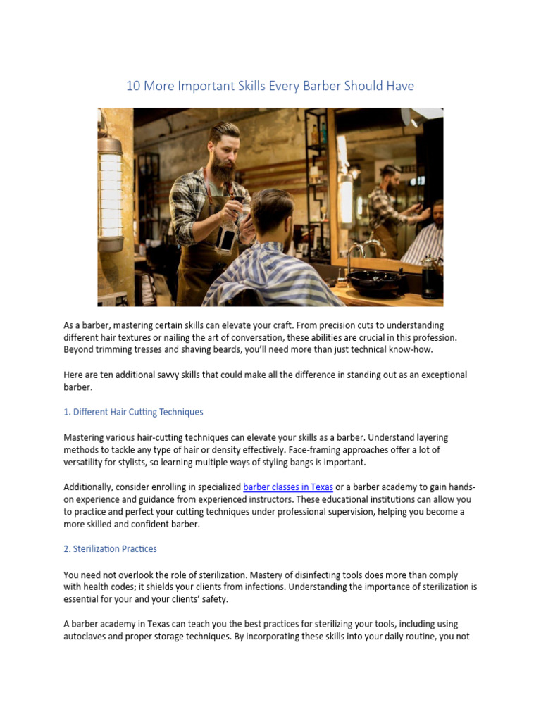 10 More Important Skills Every Barber Should Have | PDF | Hair | Safety