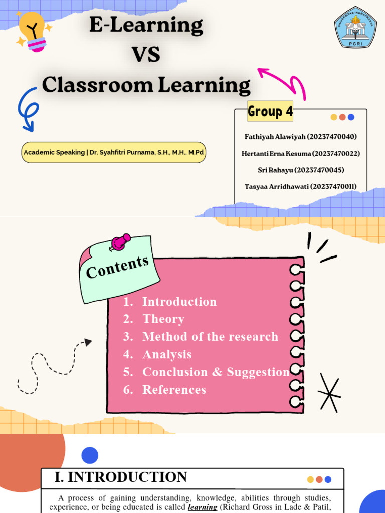 (AS GROUP 4) ELearning VS Classroom Learning PDF Educational