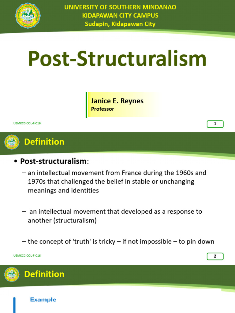 6 Post Structuralism PDF Epistemology Philosophical Theories