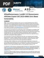 Cybersecurity Advisory - #StopRansomware - Lockbit 3.0 Ransomware Affiliates Exploit CVE 2023-4966 Citrix Bleed Vulnerability
