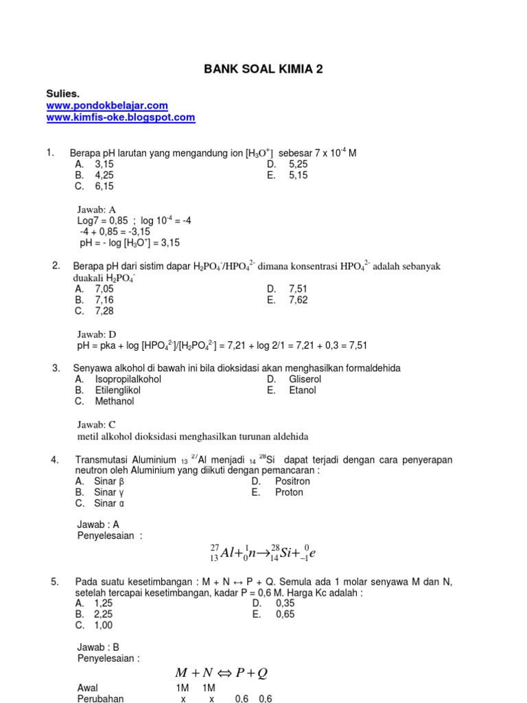 Bank Soal Kimia Dasar II PDF