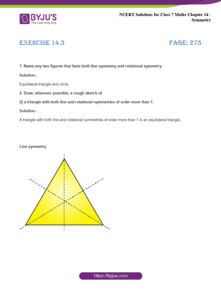 Ncert solutions for class 7 maths 9may chapter 14 symmetry exercise 14 