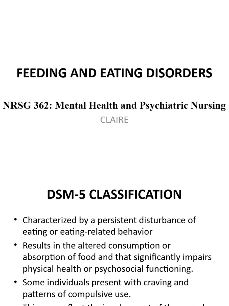 Feeding and Eating Disorders PDF Mental Disorder Eating Disorder