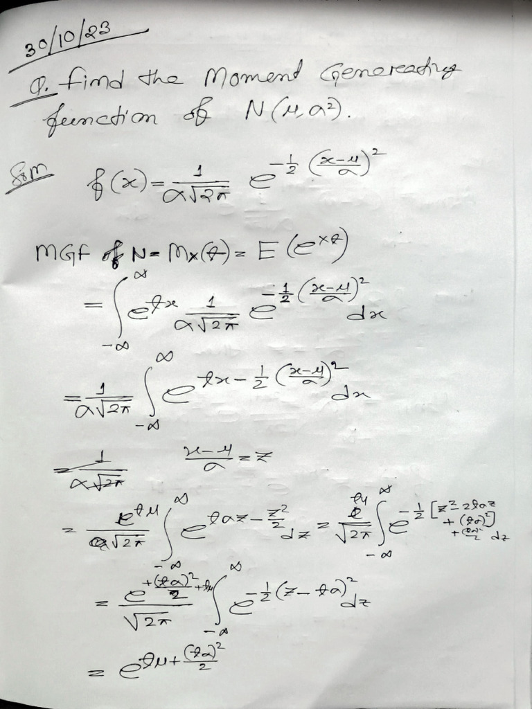 Moments of Normal Distribution PDF