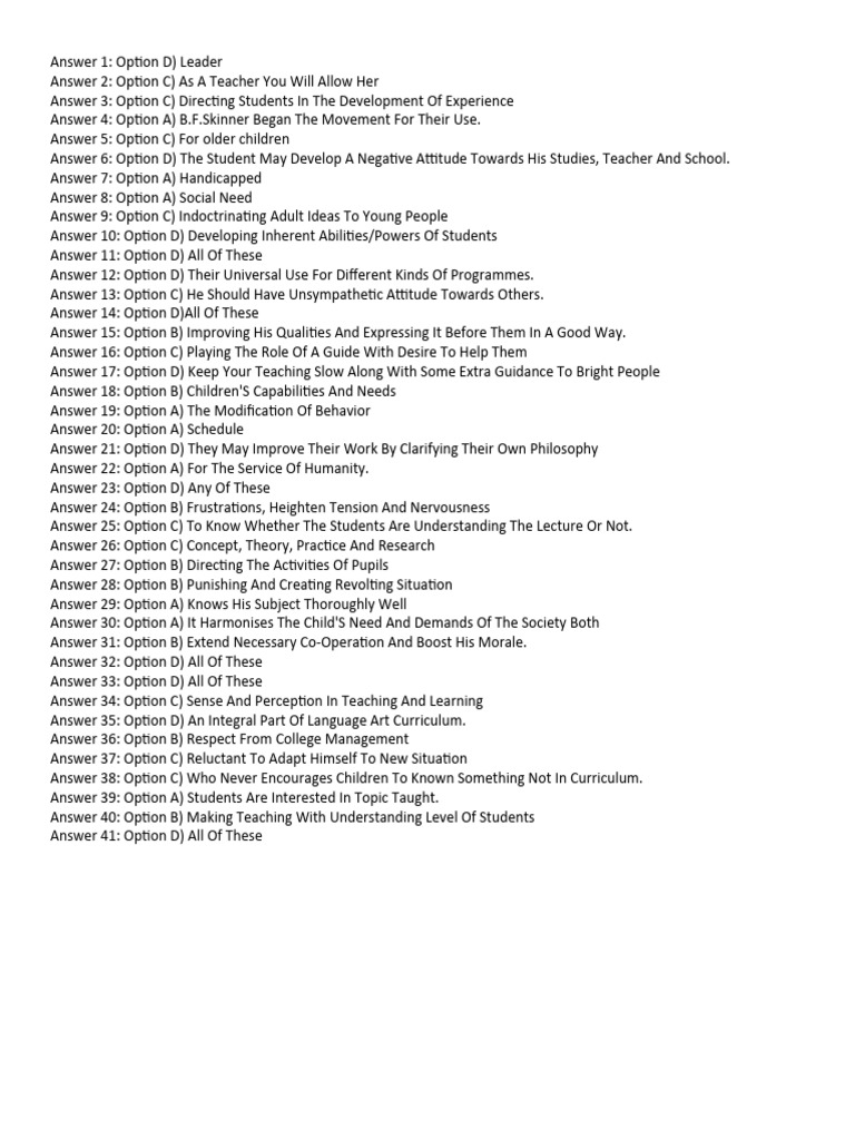 Teaching Method Test Ans Pdf