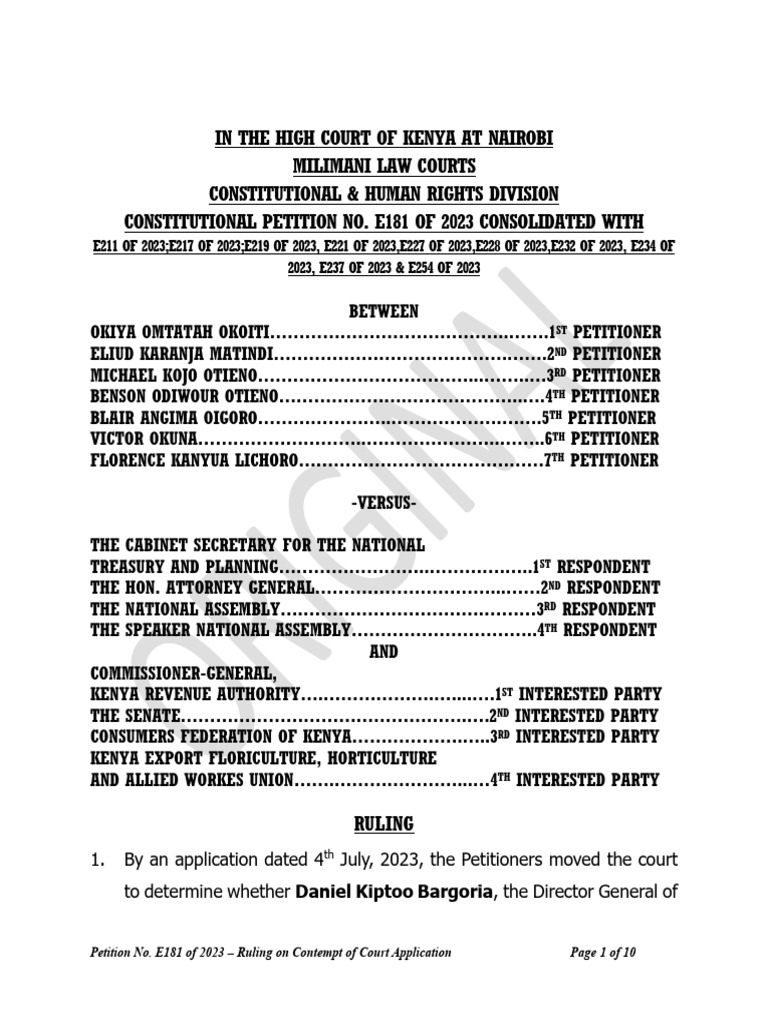 Ruling On Contempt of Court Application | PDF | Contempt Of Court ...
