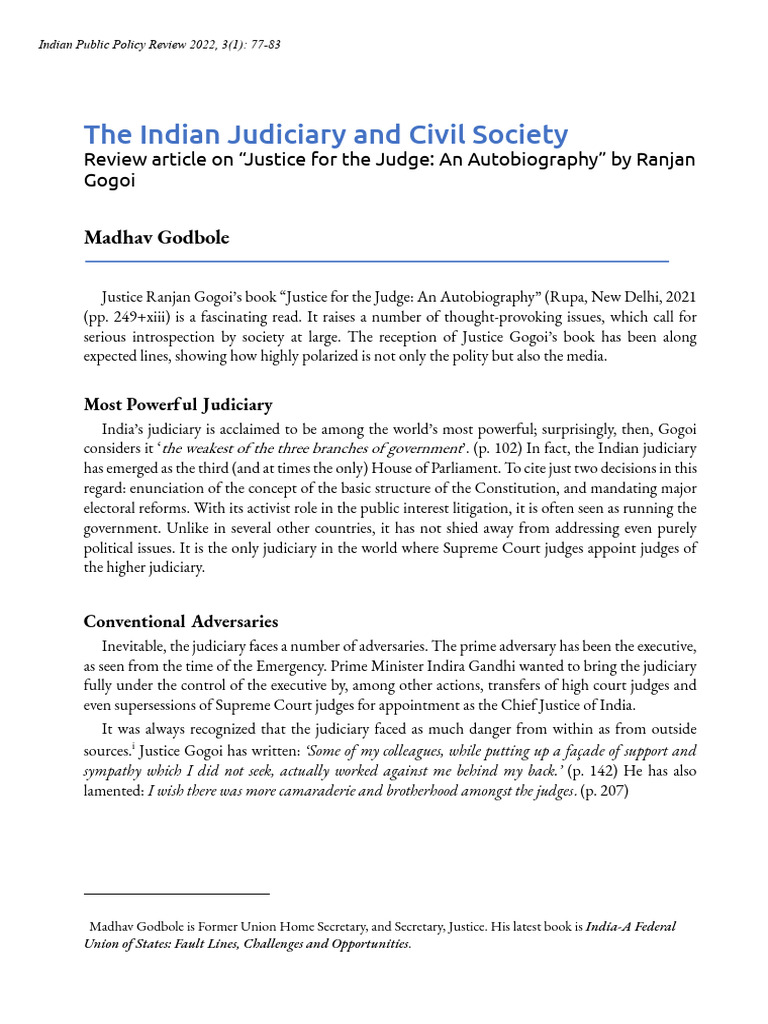 Indian Judiciary & Civil Society Review | PDF | Supreme Court Of India ...