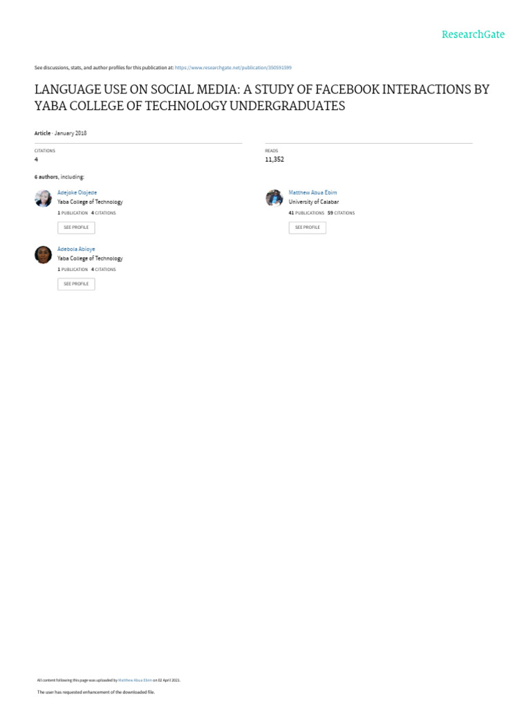 Social Media Language Study | PDF | Social Media | Popular Culture ...