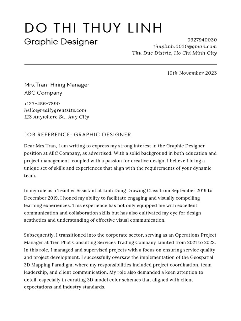 Cover letter pdf graphic design learning