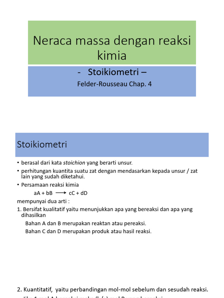 Stoikiometri dan Reaktan Pembatas | PDF | Metode & Bahan Ajar | Sains ...