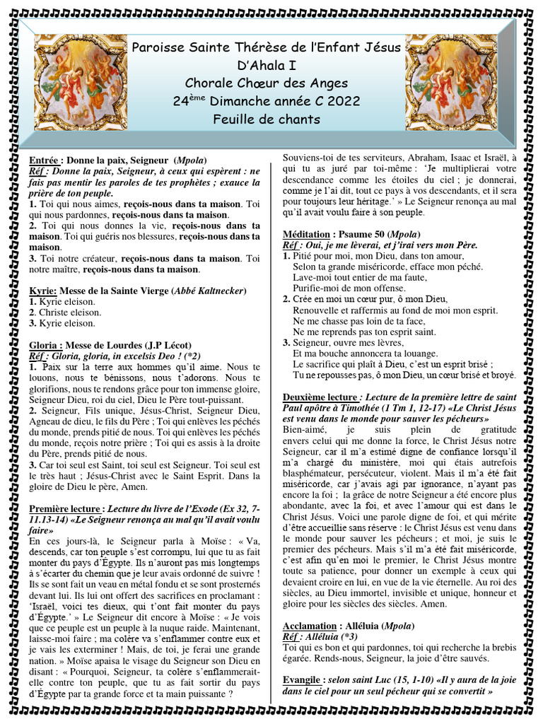 24e Dimanche : Joie et Pardon | PDF | Jésus | Liturgie et culte chrétien