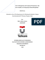 Strategic Human Resource Management and Company Performance - The Effect of Human Resource Quality On Giving Expectational Hospitality