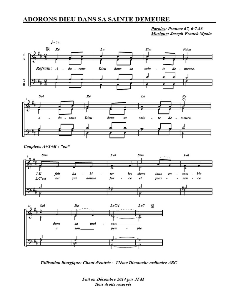 Adorons Dieu dans sa Sainte Demeure | PDF | Liturgie et culte chrétien