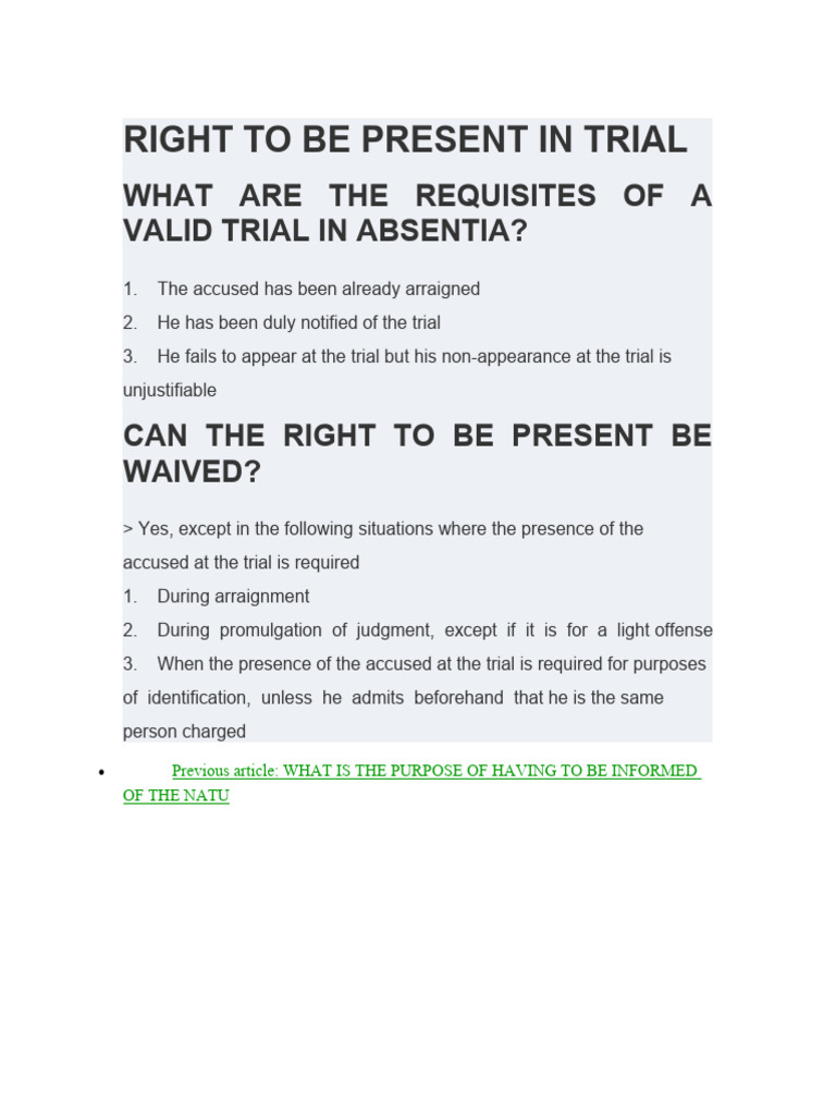 Trial in Absentia | PDF