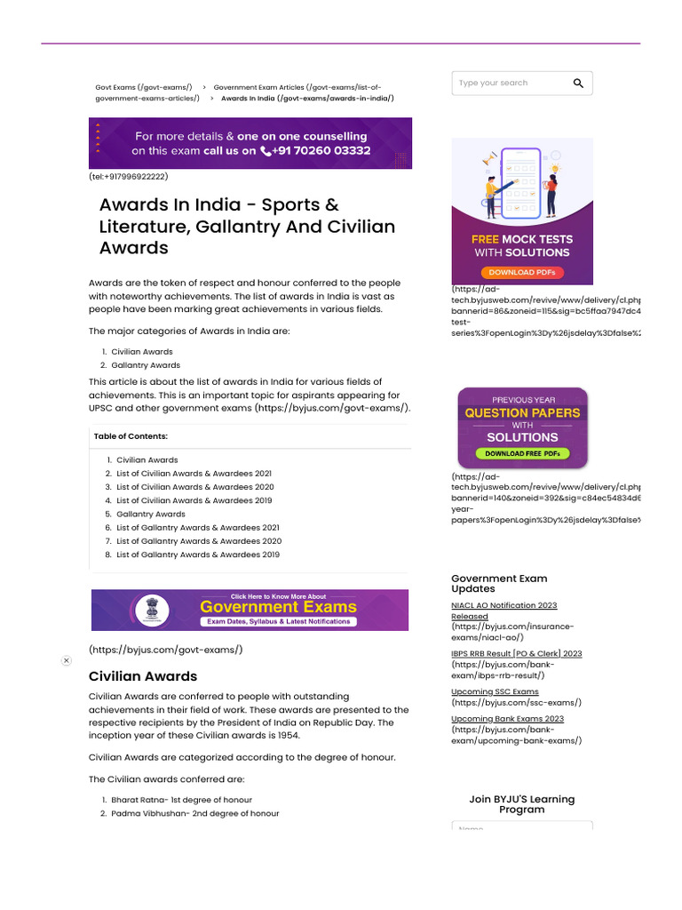 List of Awards in India Highest Civilian Award, Gallantry Awards