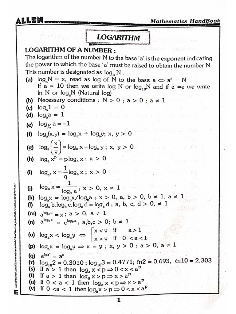 Very Important Questions+ Fomrmulas and Handbook of Maths | PDF