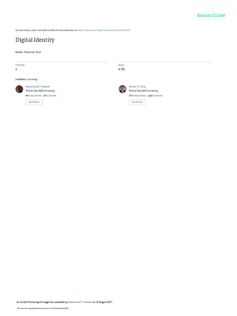 Research Paper On Digital Identity PDF Authentication Cyberwarfare