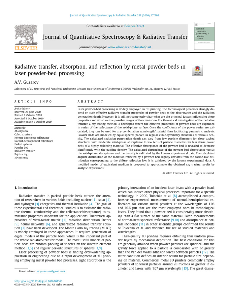 Journal of Quantitative Spectroscopy & Radiative Transfer A.V. Gusarov
