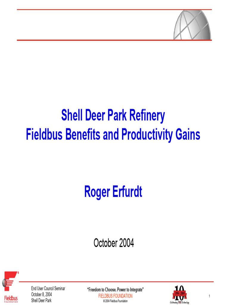 Presentation (Shell) Fieldbus Benefits and Productivity Gains (Shell
