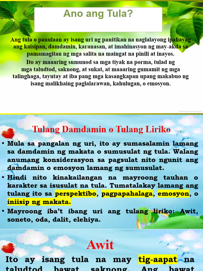 Uri NG Tula | PDF