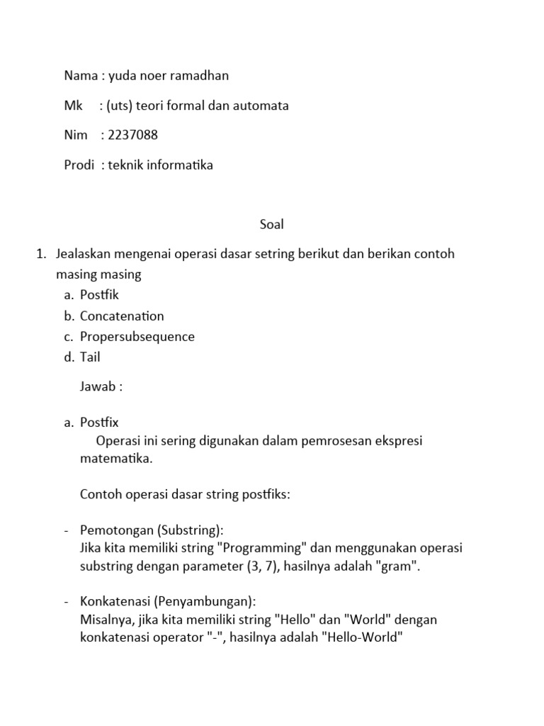 Operasi Dasar String dan NFA-DFA | PDF