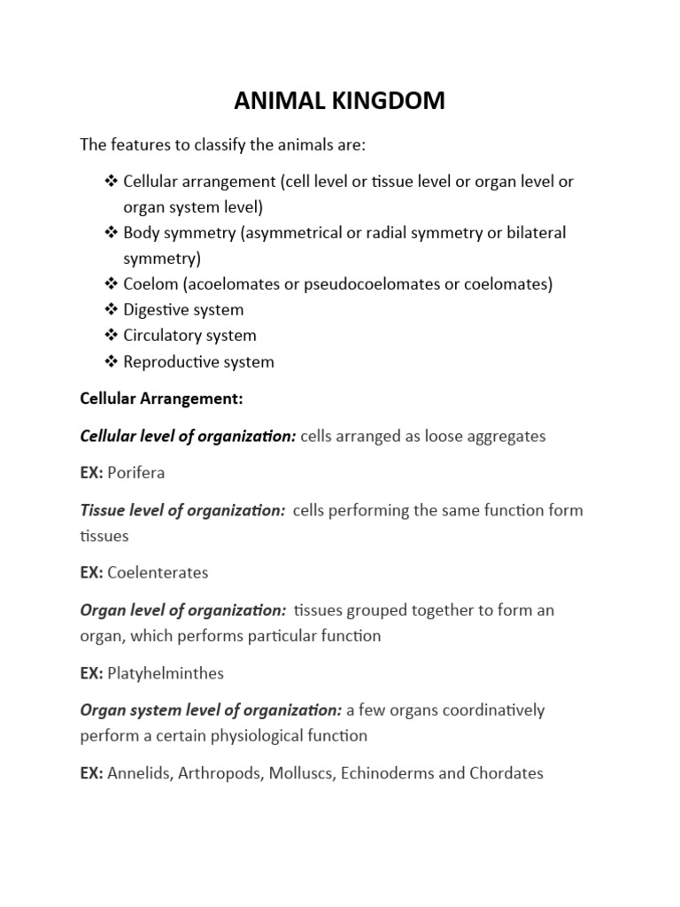 Animal Kingdom Classification Overview | PDF | Science & Mathematics