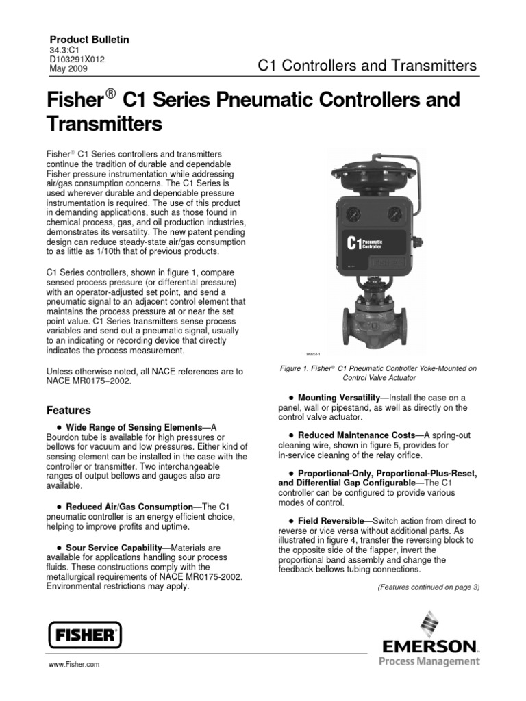 Fisher C1 Series Pneumatic Controllers and Transmitters PDF