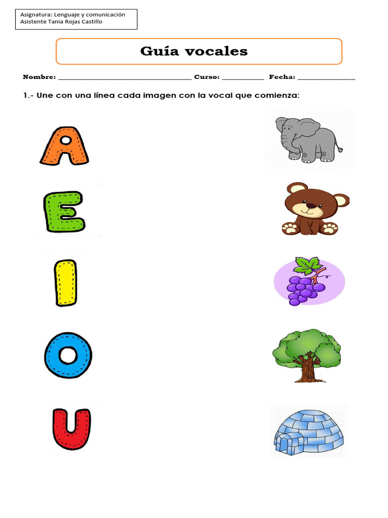 Actividades para aprender vocales | PDF | Artes del Lenguaje y ...