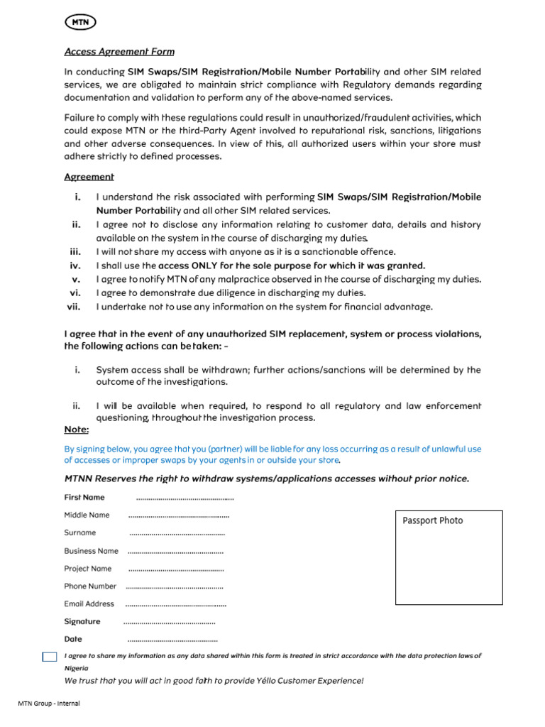 Agent Access Attestation Form D PDF