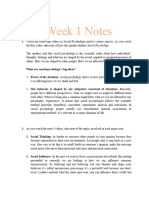 Week 1 Notes Social Psychology